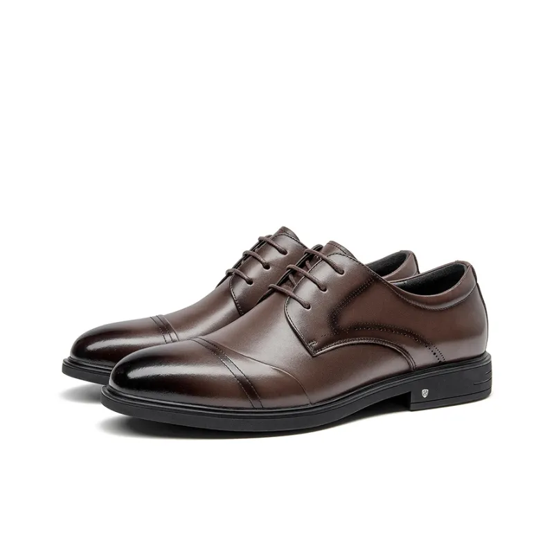 HARSON Dress Shoes Men Low Top Brown-1