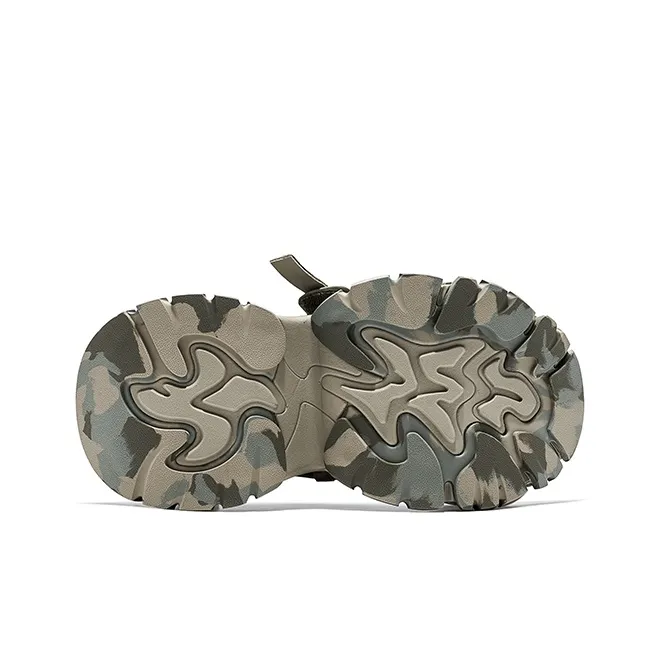 HR Slip Resistant Low Top Chunky Sneakers Women's Gray Green-4