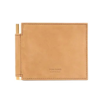 TF Cow Leather Wallet Men's Camel Brown