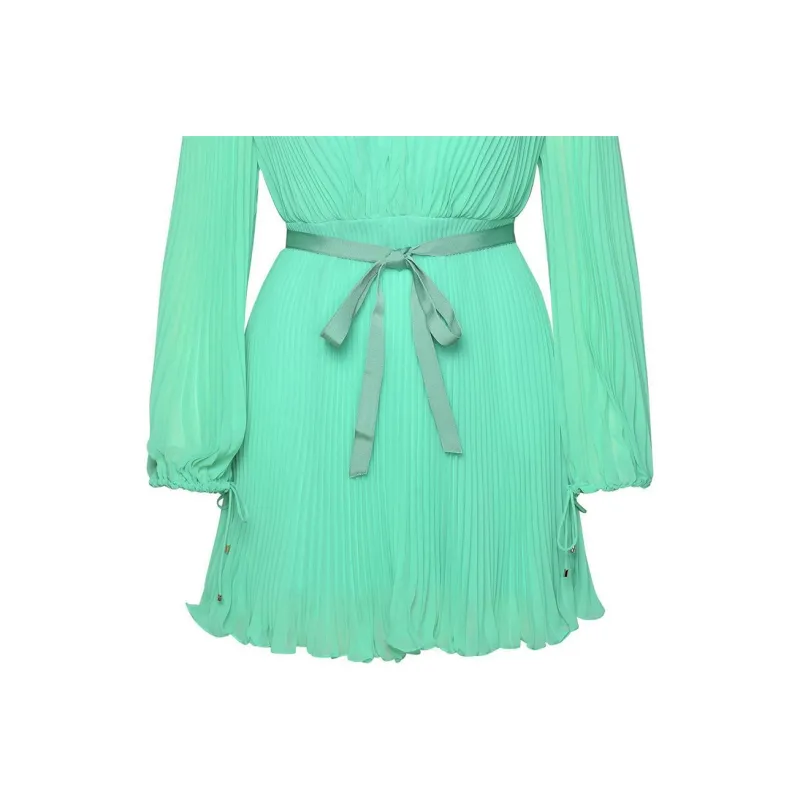MaxMara V Neck Pleated Mini Dress-4
