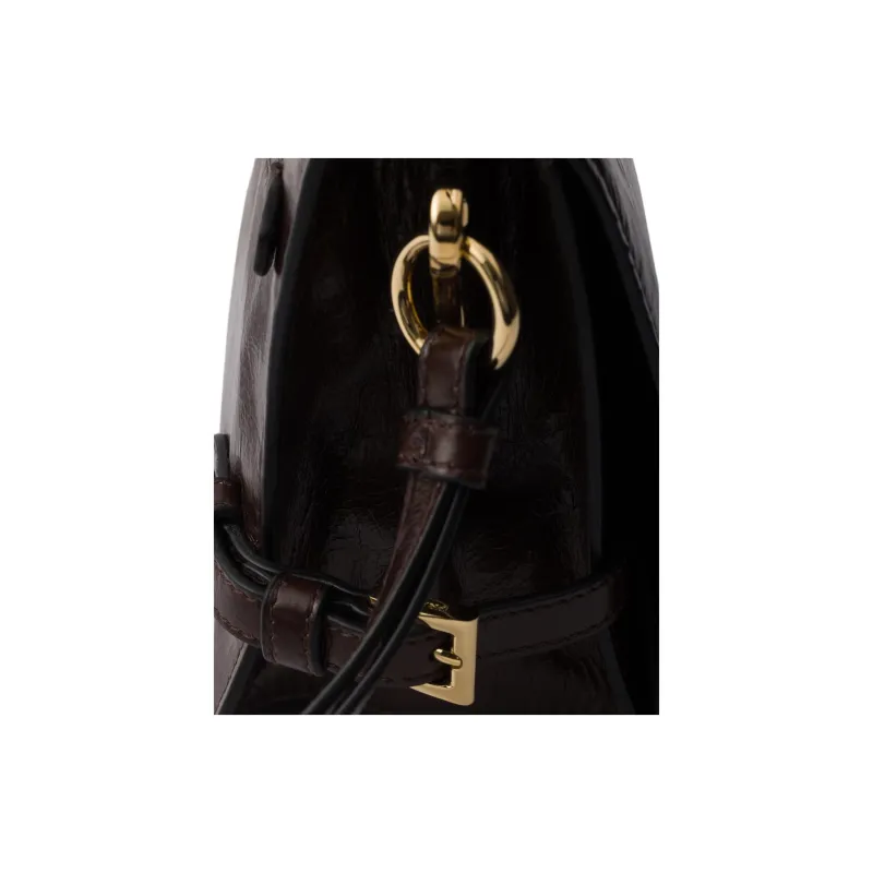 PRADA Calfskin Crossbody Bag, Shoulder Bag Women's Dark Brown-5