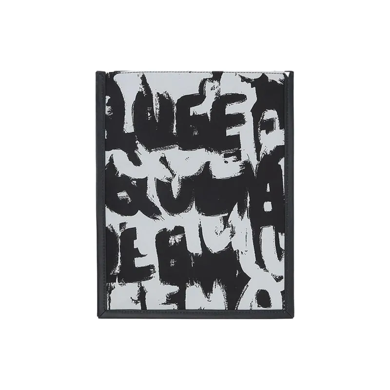Alexander McQueen Canvas Leather Canvas Bag, Shoulder Bag Men's Black White-0