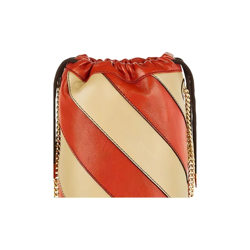 GUCCI Zumi Leather Shoulder Bag Mini Women's Red & Beige-4