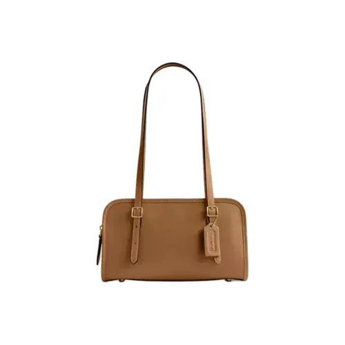 COACH Swing Zip Leather Shoulder Bag Medium Size Women's Honey Brown