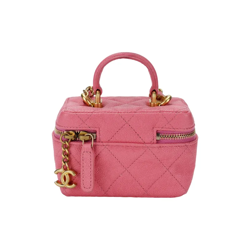 CHANEL Litchi Grain Calfskin Box Bag, Shoulder Bag, Crossbody Bag, Handbag Trumpets Women's Pink-2