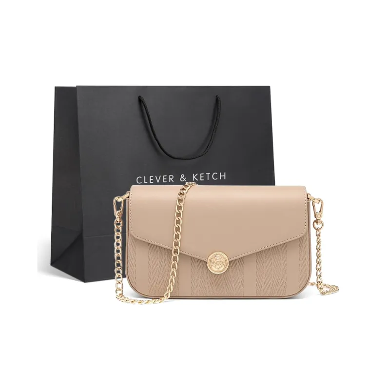 CLEVER& KETCH PU Crossbody Bag, Shoulder Bag Women's Apricot/Black/Red-1