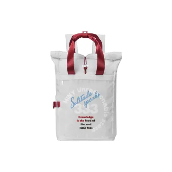 HINY Polyester Backpack Unisex Gray Red Contrast