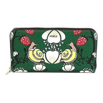 Furla Leather Card Holder Clutch Wallet Women's Green
