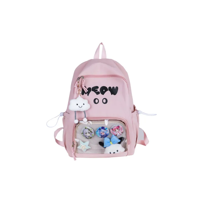 Meow In The Grass Nylon Backpack Unisex Multicolor-20