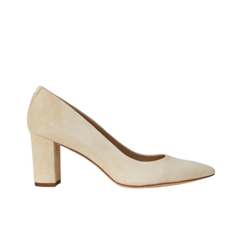 LAUREN RALPH LAUREN Lanette Chunky Heel High Heels 7cm Women's Ivory White-1