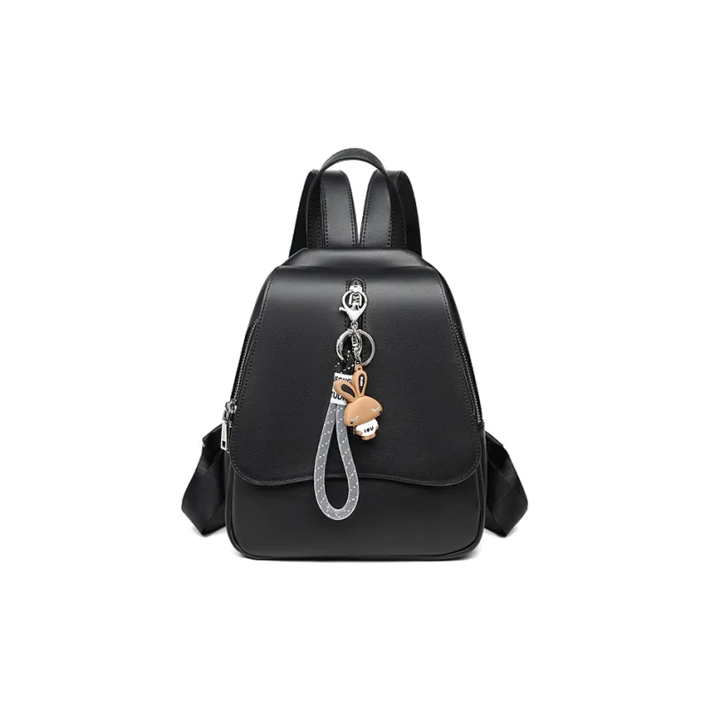 VINEY Cow Leather Backpack Regular Women's Black-3