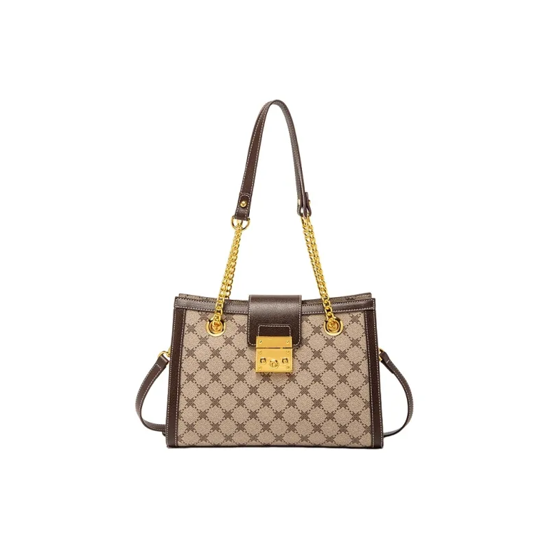 PESASRIE PVC Tote Crossbody Bag, Shoulder Bag Women's Coffee-0
