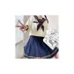 Beige Cyan Long-Sleeved+Short Skirt+Goldfish Knot