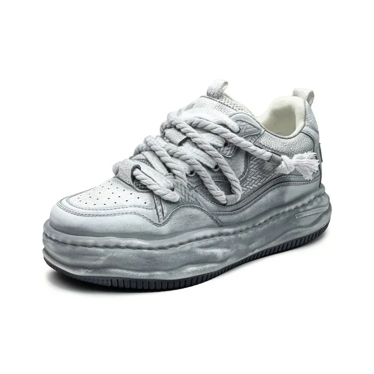 Hip Speed Abrasion Resistant Height Increasing Low Top Casual Shoes Unisex White-5