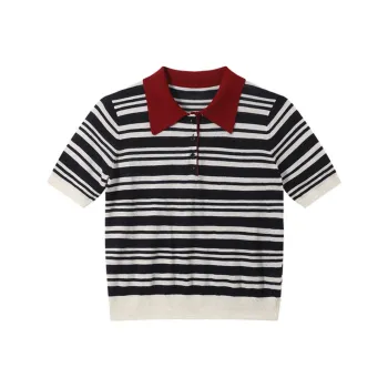 SHUXI T Shirt Women's Color Block Stripes