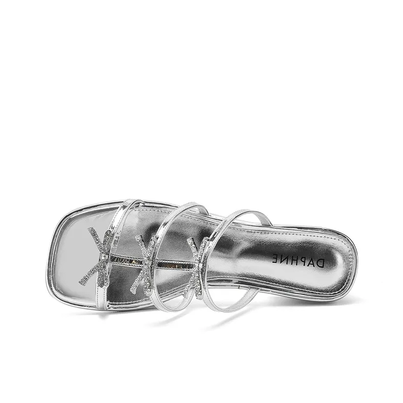 DAPHNE Slide Slippers Women's Beige, Silver-5