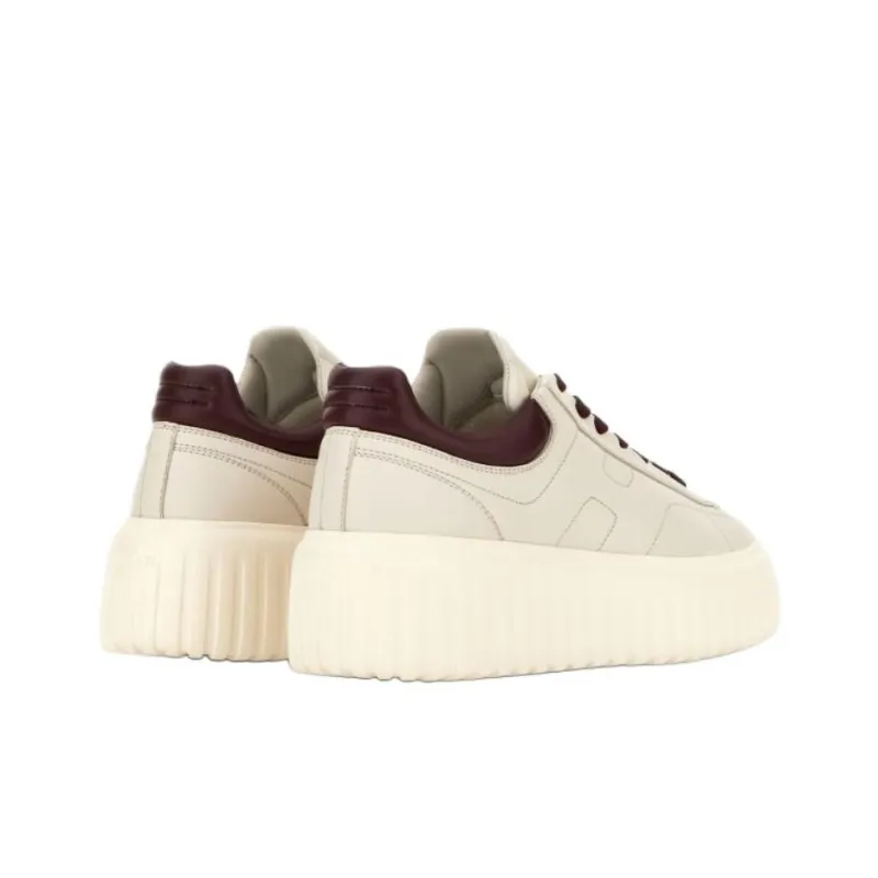 HOGAN H Stripes Low Top Casual Shoes Women's Ivory Dark Brown-3