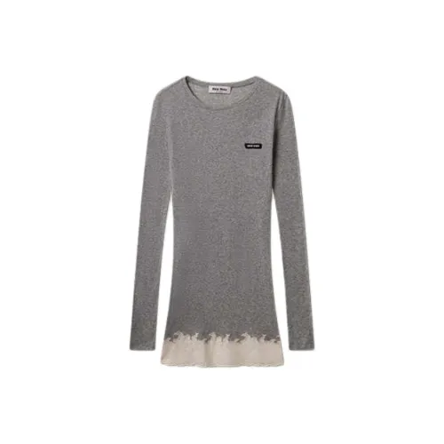 MIU MIU SS25 Long Sleeved Dress Women's Gray