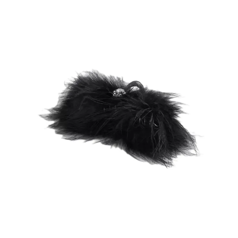EVITA PERONI Turkey Feather Hair Clips Women's Black-1