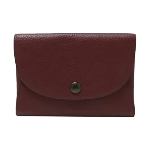 COACH Card Case Leather Card Holder Unisex Burgundy