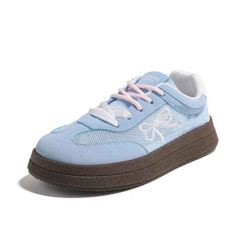 HUANQIU Cushioning Lightweight Height Increasing Low Top Skateboard Shoes Women's Blue-1
