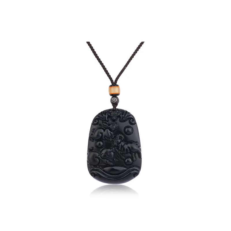 CHINA GOLD Natural Obsidian Necklaces Unisex-8