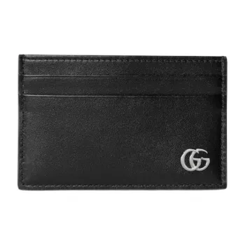 GUCCI Leather Card Holder Unisex Black