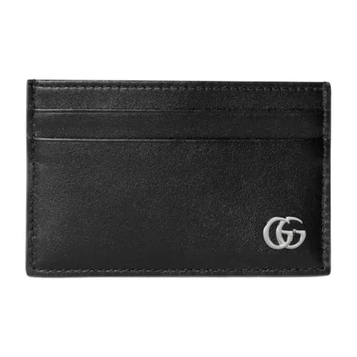 GUCCI Leather Card Holder Unisex Black