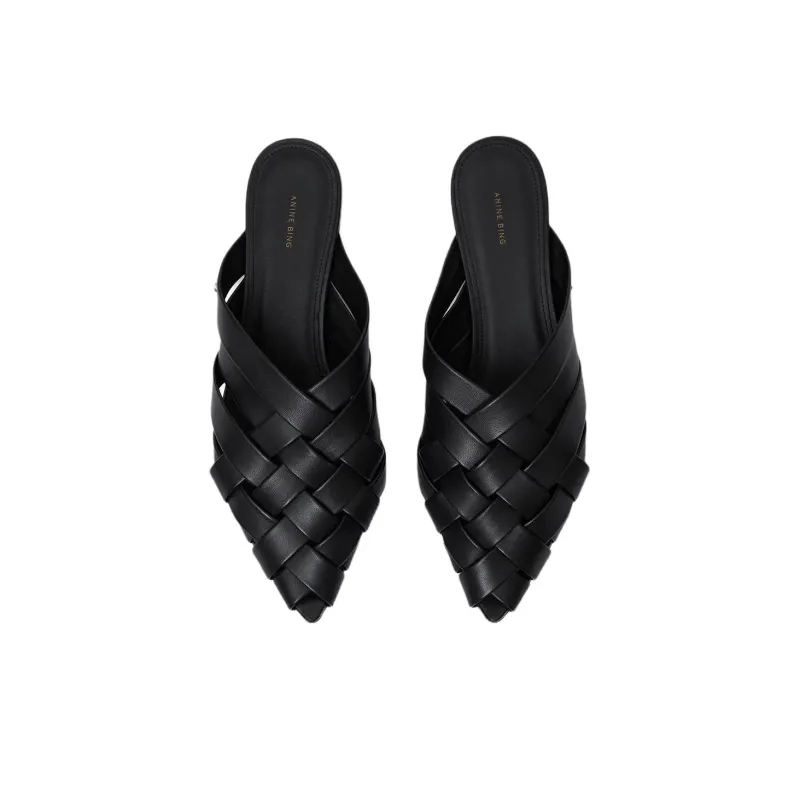 Anine Bing Closed Toe Slippers Women's Black-3
