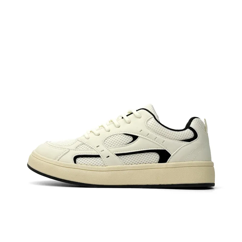 Mengsai Cushioning, Wear Resistant Low Top Skateboard Shoes Men's Beige Black-1