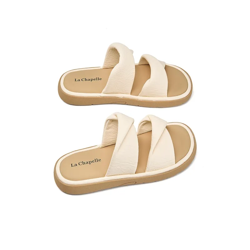 La Chapelle Slip Resistant Abrasion Resistant Slide Slippers Women's Beige-2