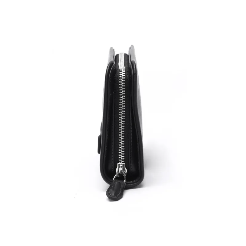 Satchi Cow Leather Clutch Medium Size Men's Black-3