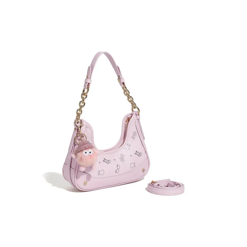 BOBDOG PU Shoulder Bag Women's Pink/Brown-4