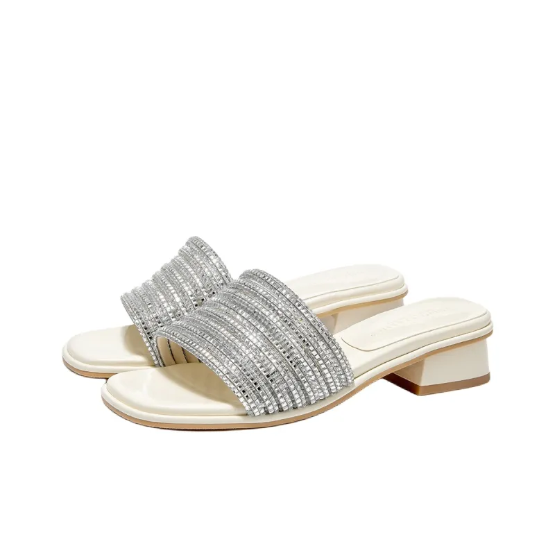 GEMEIQ Slide Slippers Women's Silver, Ecru-1