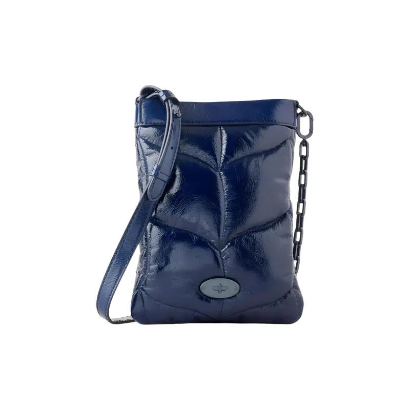 Mulberry Leather Cell Phone Pouch Shoulder Bag Crossbody Bag Regular Men's Navy-0
