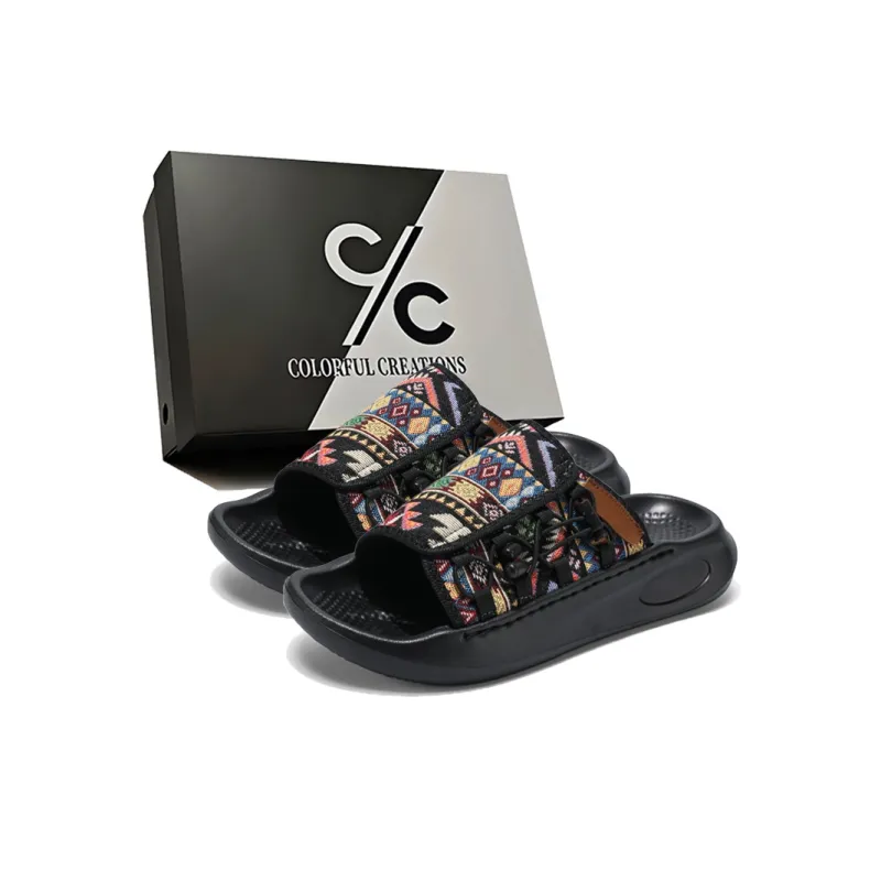 Colorful Creations EVA Stitching Quiet, Slip Resistant, Quick Dry Slide Slippers Men's Box-0