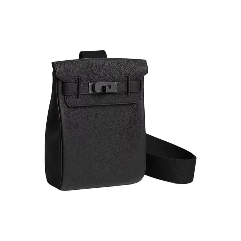 HERMES Hac A Dos Togo Calfskin Crossbody Bags Unisex 89 Noir Black-1