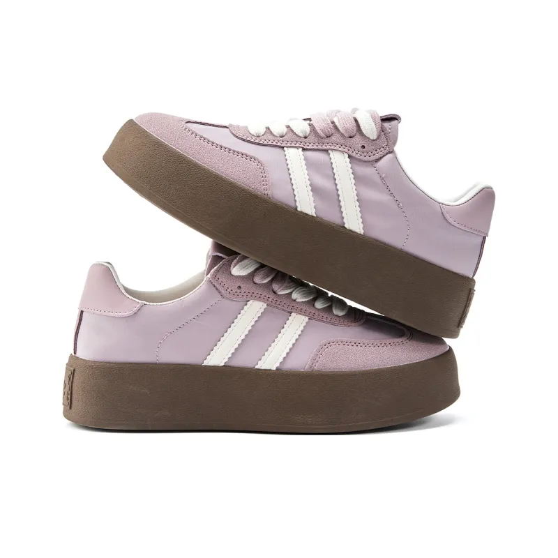 La Chapelle Anti Slip Wear Resistant Low Top Skateboard Shoes Women's Light Purple-4