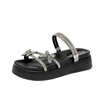 GEMEIQ PU Polyurethane Rhinestone Slip Resistant Slide Slippers Women's