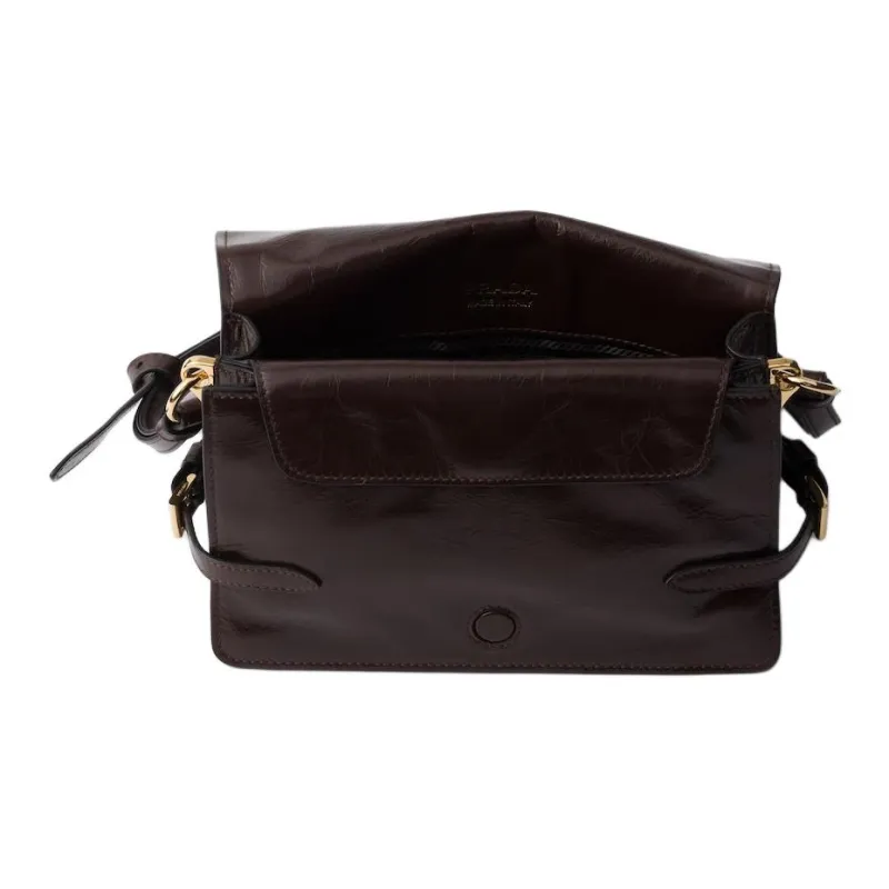 PRADA Calfskin Crossbody Bag, Shoulder Bag Women's Dark Brown-3