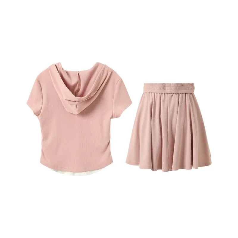 3COLOUR Casual Suits Women's Clothing Sets Cinnamon Powders Top+Skirt-1