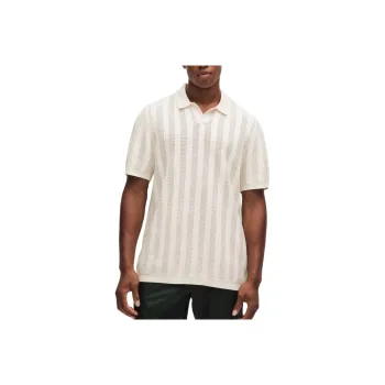 Lululemon Cotton Blend Short Sleeve Polo Shirt Men's Light Ivory Light Ivory Color