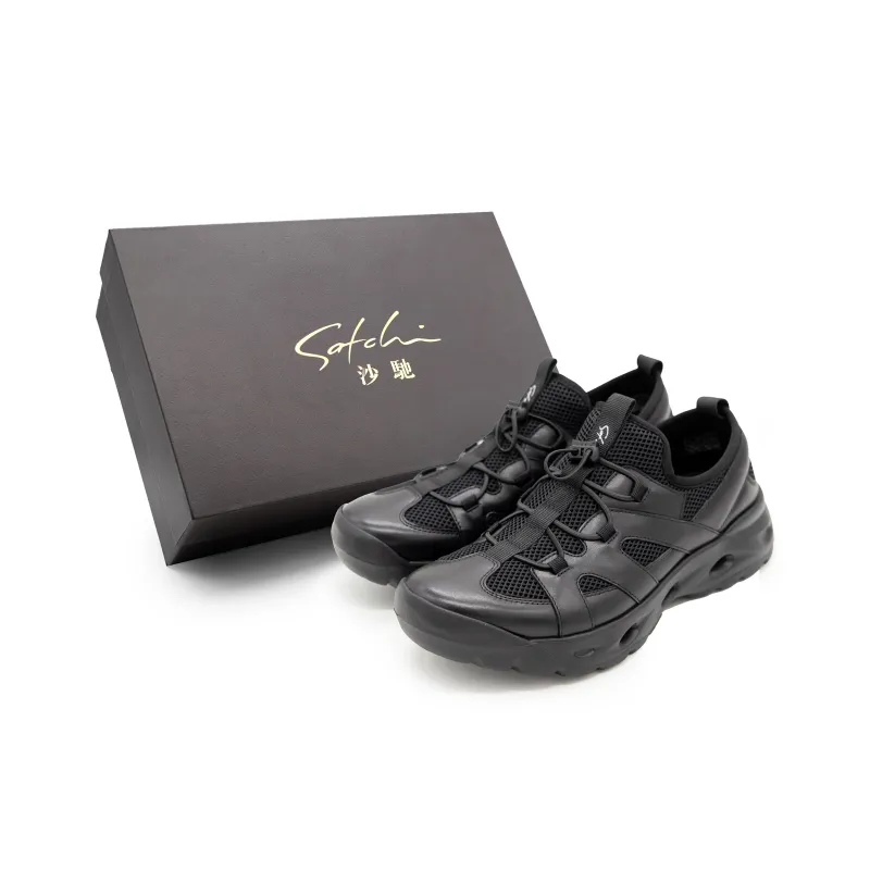 Satchi Shock Absorbers Slip Resistant, Abrasion Resistant, Breathable Mid Top Casual Shoes Men's Black-1