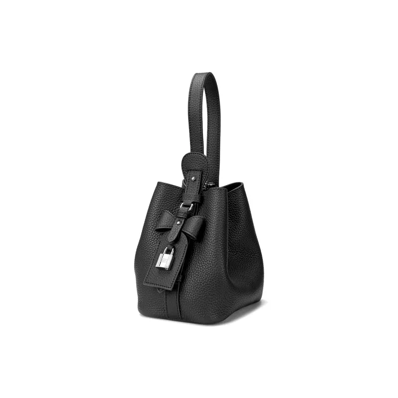 ROBERTA DI CAMERINO Top Grain Cow Leather Bucket Bag Handbag Women's Ecru/Black-10