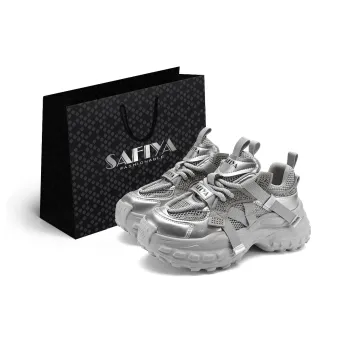 Safiya Cushioning, Wear Resistant Low Top Chunky Sneakers Women's Silver