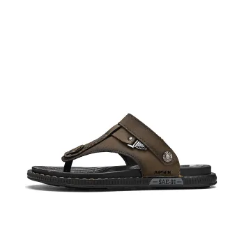 AIPSEN Rubber Sole Flip Flops Men's Brown