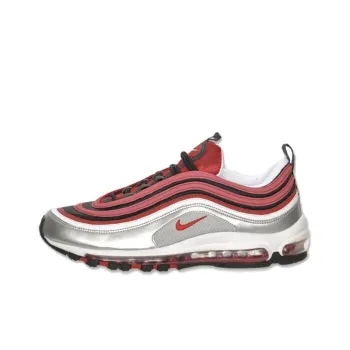 Nike Air Max 97 Anti Slip Wear Resistant Low Top Running Shoes Men's Silver Red