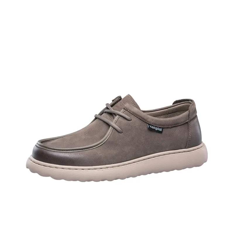 KANGNAI Men's Casual Shoes Men Low Top Brown-1