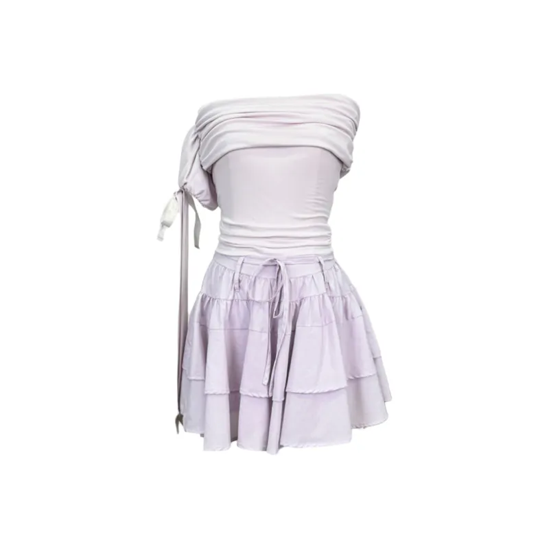 COVER TIME Two Piece Skirt Sets Women's Purple-0