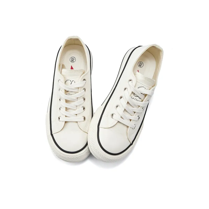 La Chapelle Wear resistant And Lightweight Low Top Canvas Shoes Women's Beige-2